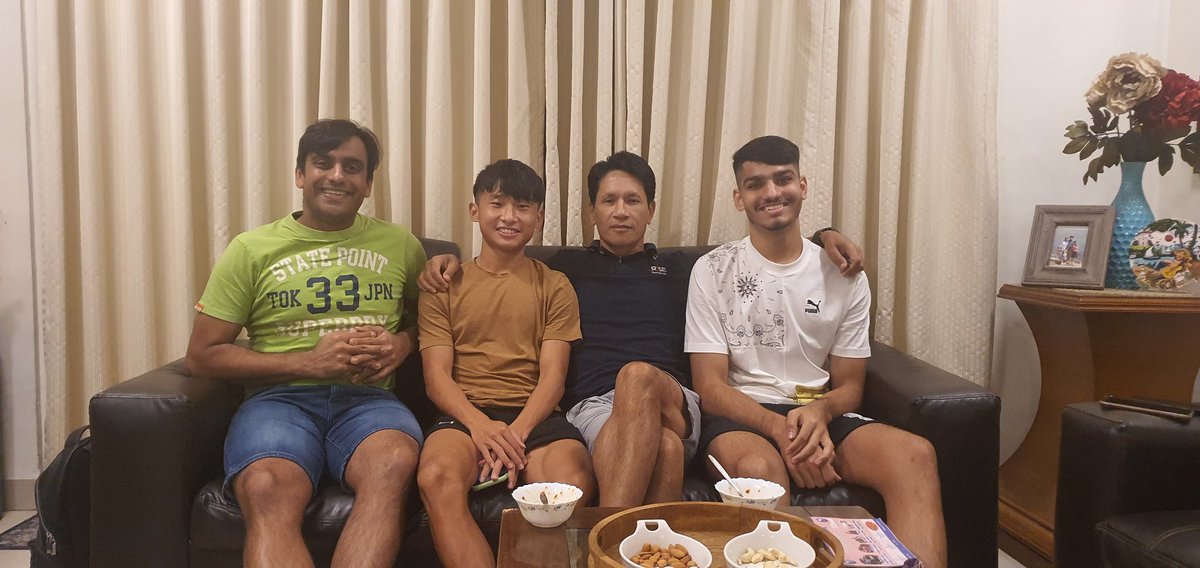 gumpe's tweet image. Pleasure to have young Nikum,1st player from our state to play for an ISL club along with Ayush chikara a RFYC graduate. A visit to our facility followed by a great interactive session with the younger ones to boost them up.wishing them a great future ahead. #rfyc