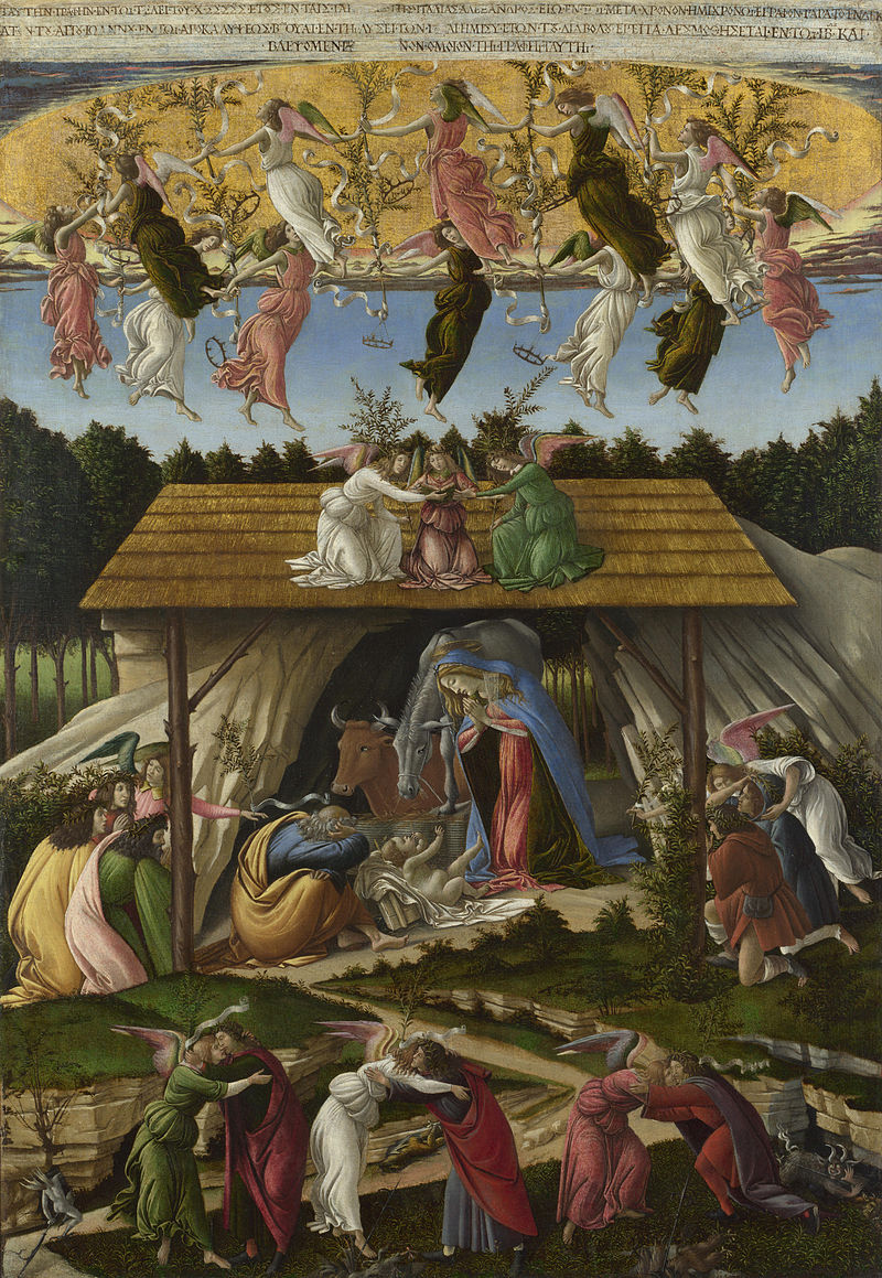 Botticelli was still touched by that Medieval spirit, not so interested in the maths of perspective 