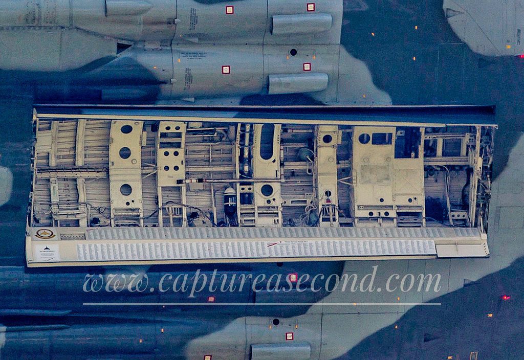 captureasecond's tweet image. Vulcan XH558 bomb bay doors open as she flies past. My name is written in the first list on the left. #bombbay #xh558 #twittervforce #royalairforce #raf #vulcan #camo #triangle #jet #aircraft #aeroplane #noordinaryjob #aviation #avgeek #captureasecond @vulcantothesky
