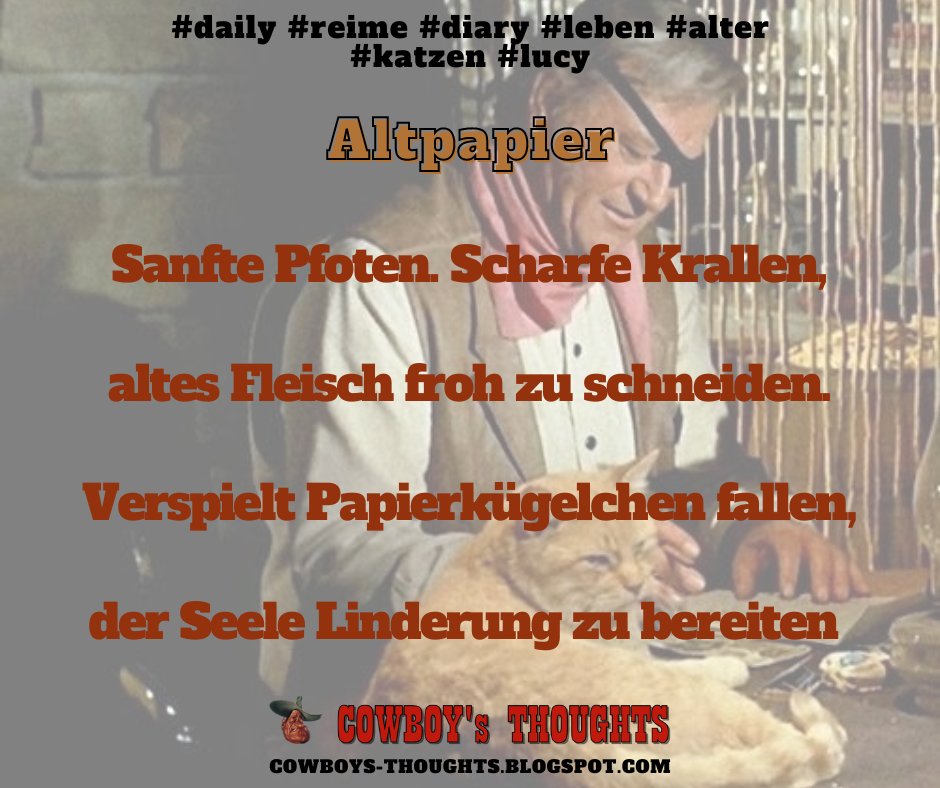 hiddencowboy's tweet photo. Altpapier #daily #reime #diary #leben #alter #katzen #lucy https://t.co/Utuxa7YNYg