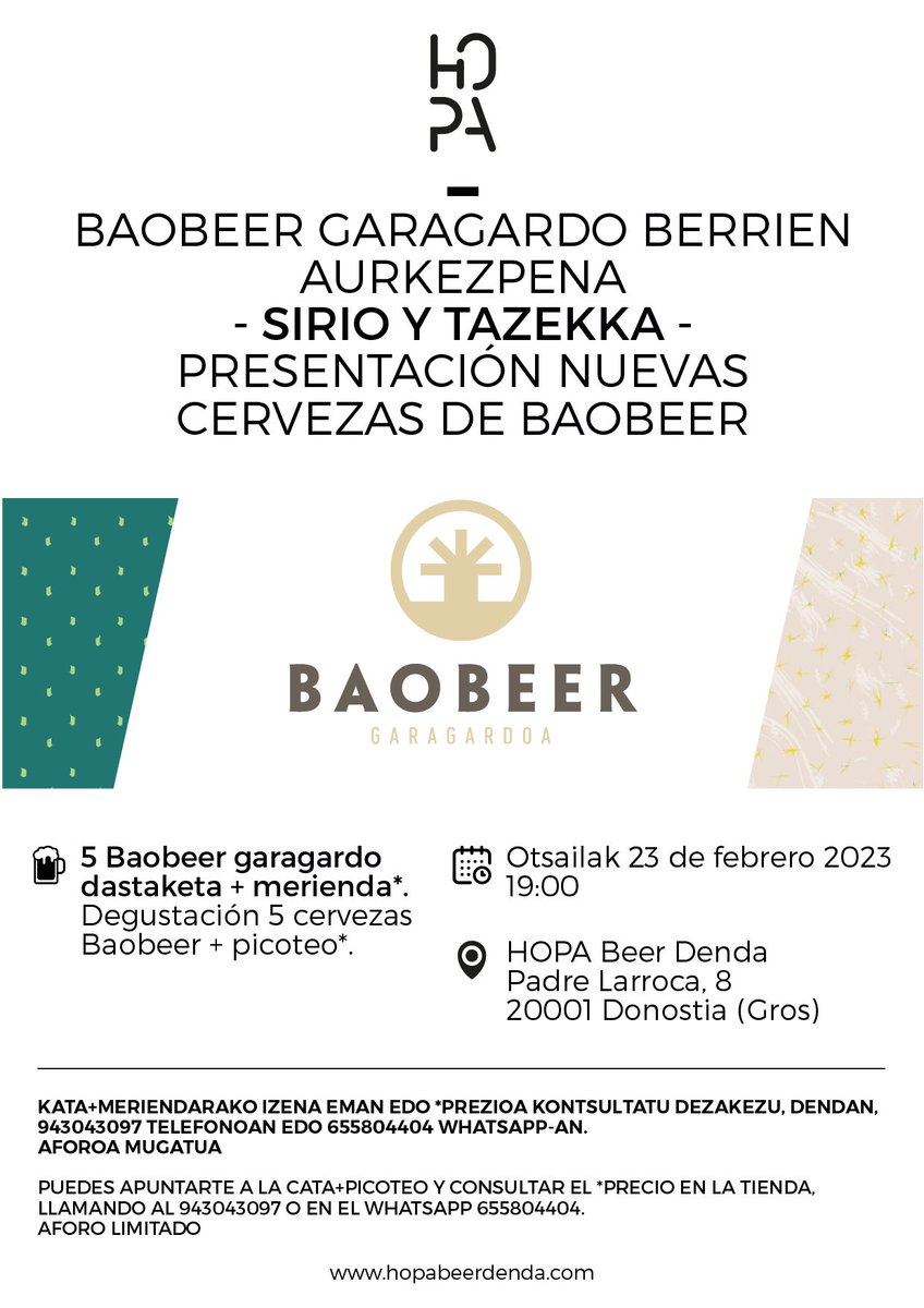 🍻 Gaur plana daukagu Hopan.

Hoy tenemos planazo en Hopa.

#Baobeer #artisaugaragardoa #cervezaartesana #craftbeer #cervezacraft #Donostibeer #Donostia #SanSebastian