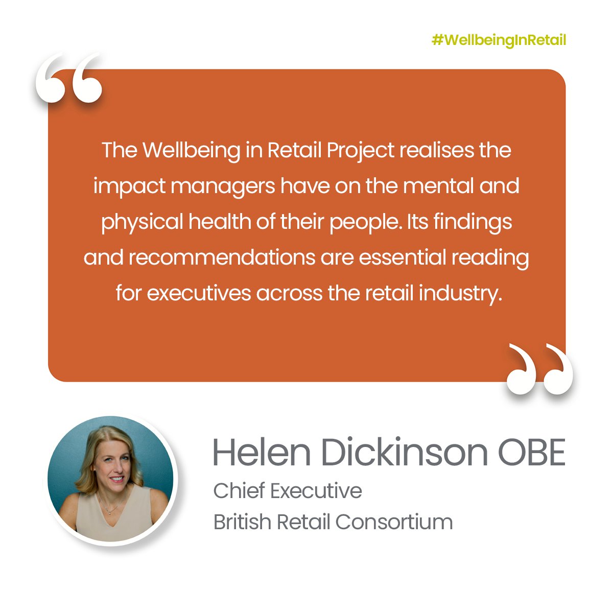 Thanks to Helen Dickinson OBE and the @the_brc we are very grateful for your support of our #WellbeingInRetailProject #WellbeingInRetail #Retail