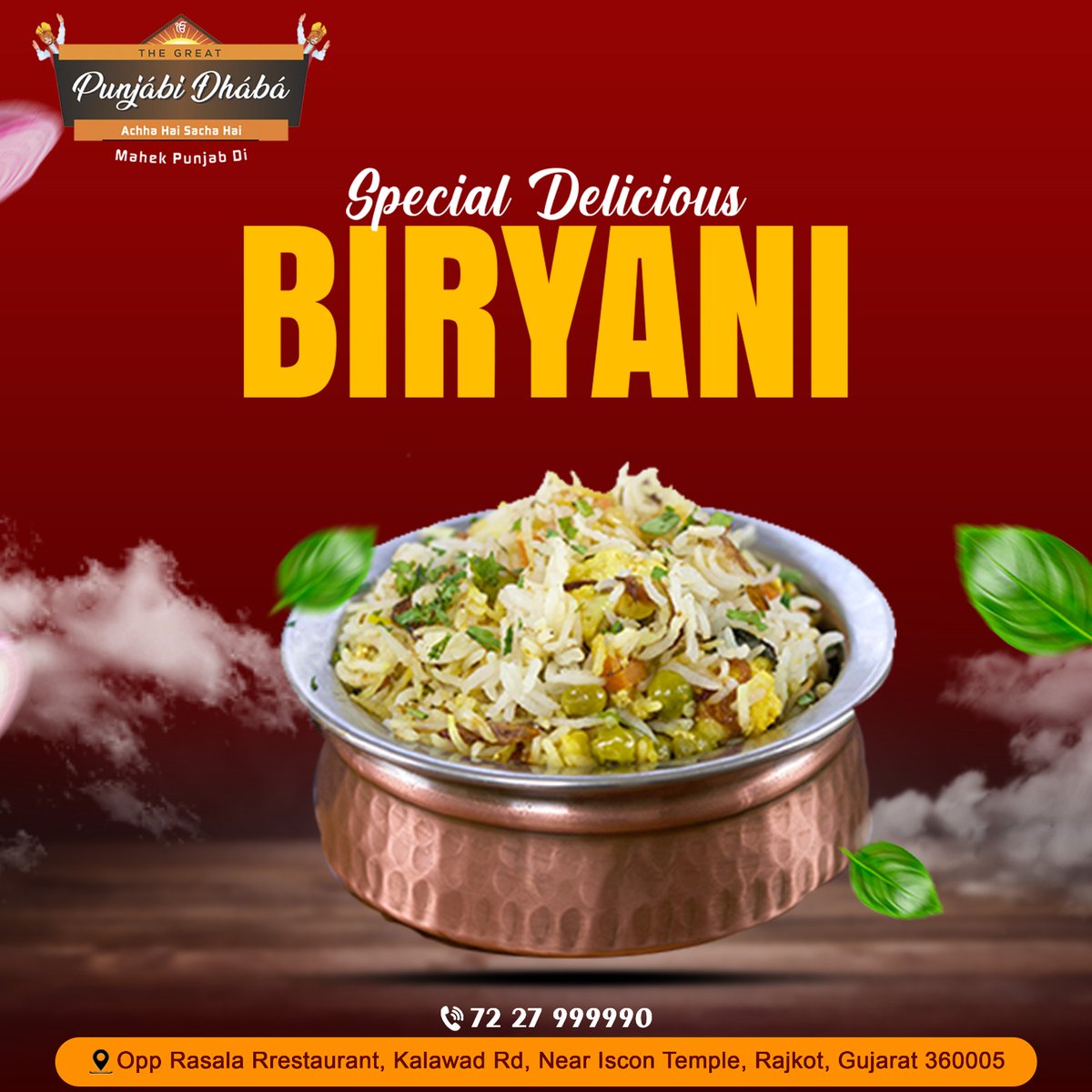 GreatDhaba's tweet photo. Flavorsome authentic  Biryani with the aroma of the exotic spices has always conquered the hearts of food enthusiasts.

#thegreatpunjabidhaba #thegreat #biryani #vegbiryani #bestbiryani #rice #biryanirice #achahaisachahai #punjabifood  #spicyfood #foodie #rajkot #gujarat https://t.co/D7aEwdxWjn