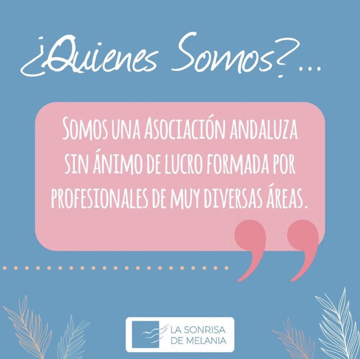 LSDeMelania's tweet photo. Quienes somos...

Somos una Asociación Andaluza sin ánimo de lucro formada por profesionales de muy diversas áreas.
 
Cuenta con nosotros. ¡Podemos ayudarte, puedes ayudarnos!

Melania nos enseñó que se pueden atravesar las dificultades sin perder la sonrisa. https://t.co/eiQiEuJMgW
