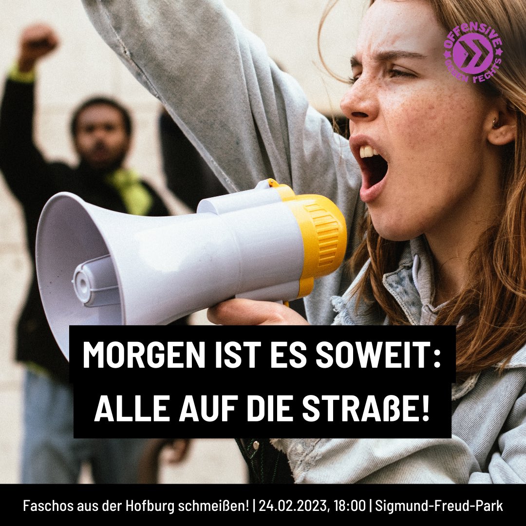 Morgen sehen wir uns auf der Straße, um zu zeigen, dass sich unser Wien dagegen wehrt, dass Rechtsextreme die wichtigsten Räume der Republik in der #hofburg mit ihrem ewiggestrigen Gedankengut besudeln. #nowkr #Akademikerball #Wien #smashfascism