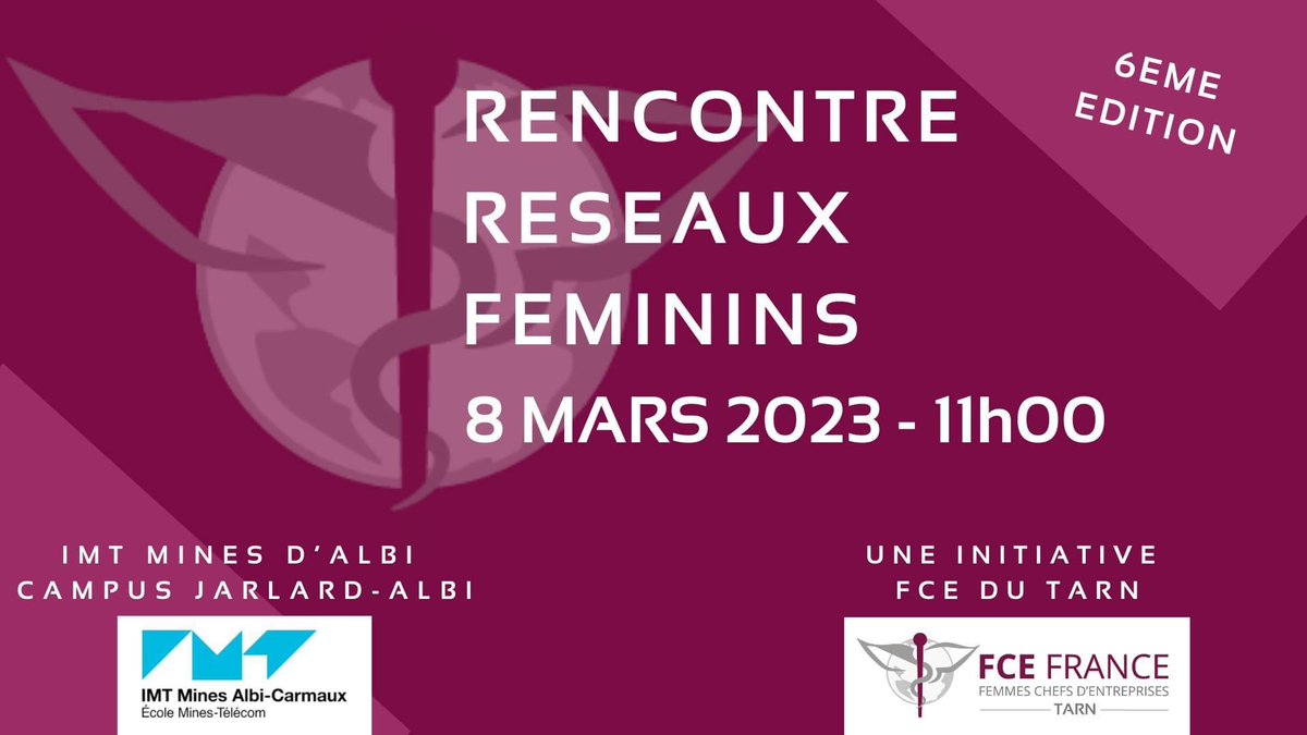FCE_Tarn's tweet photo. Rdv incontournable des @FCE_Tarn le 8 mars 2023 à @IMTMinesAlbi pour échanger sur la sous représentation des femmes dans les carrières scientifiques @Sophie_P_C @AppolineMeyer @ladepeche81 @VietamineRelook https://t.co/gKcUI69C6I