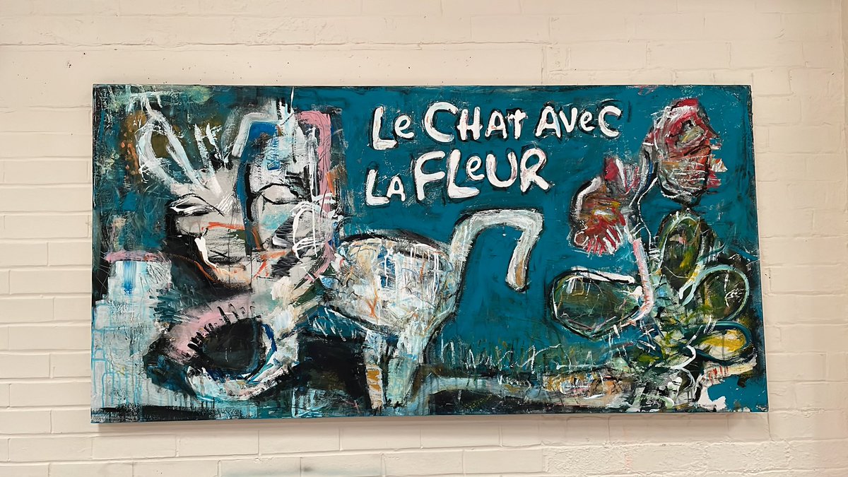 andrew_wilce's tweet photo. @_MarthaMay Huge 6ft x 3ft abstract that turned into - Le Chat Avec LA Fleur - not sure what song I was badly humming. Thanks for sharing 🙏🏻 #ArtistOnTwitter #catlovers #abstraction https://t.co/FQtYygwces