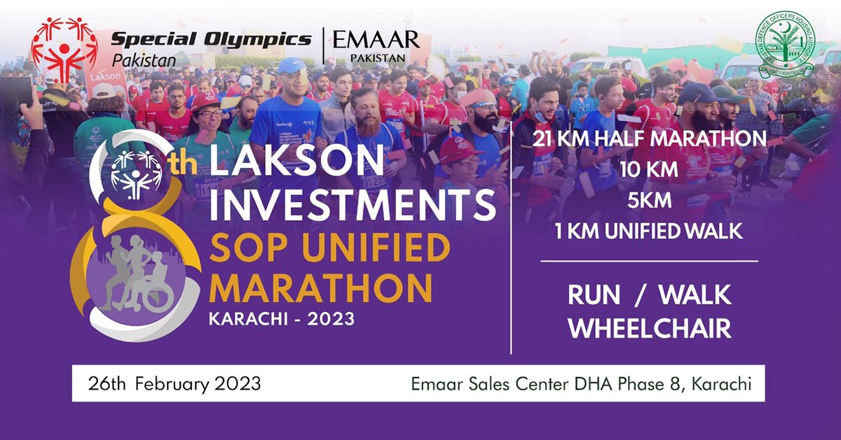EmaarPakistan's tweet photo. We, at Emaar Oceanfront, are hosting the Special Olympics Marathon #SOP in collaboration with #LaksonInvestments. Get your sport gear on for the 26th of February! 🏃♂️
To register, contact @SO_pk
#specialolymics #Emaar #EmaarPakistan #eventsinkarachi https://t.co/f9ZKNyOpku