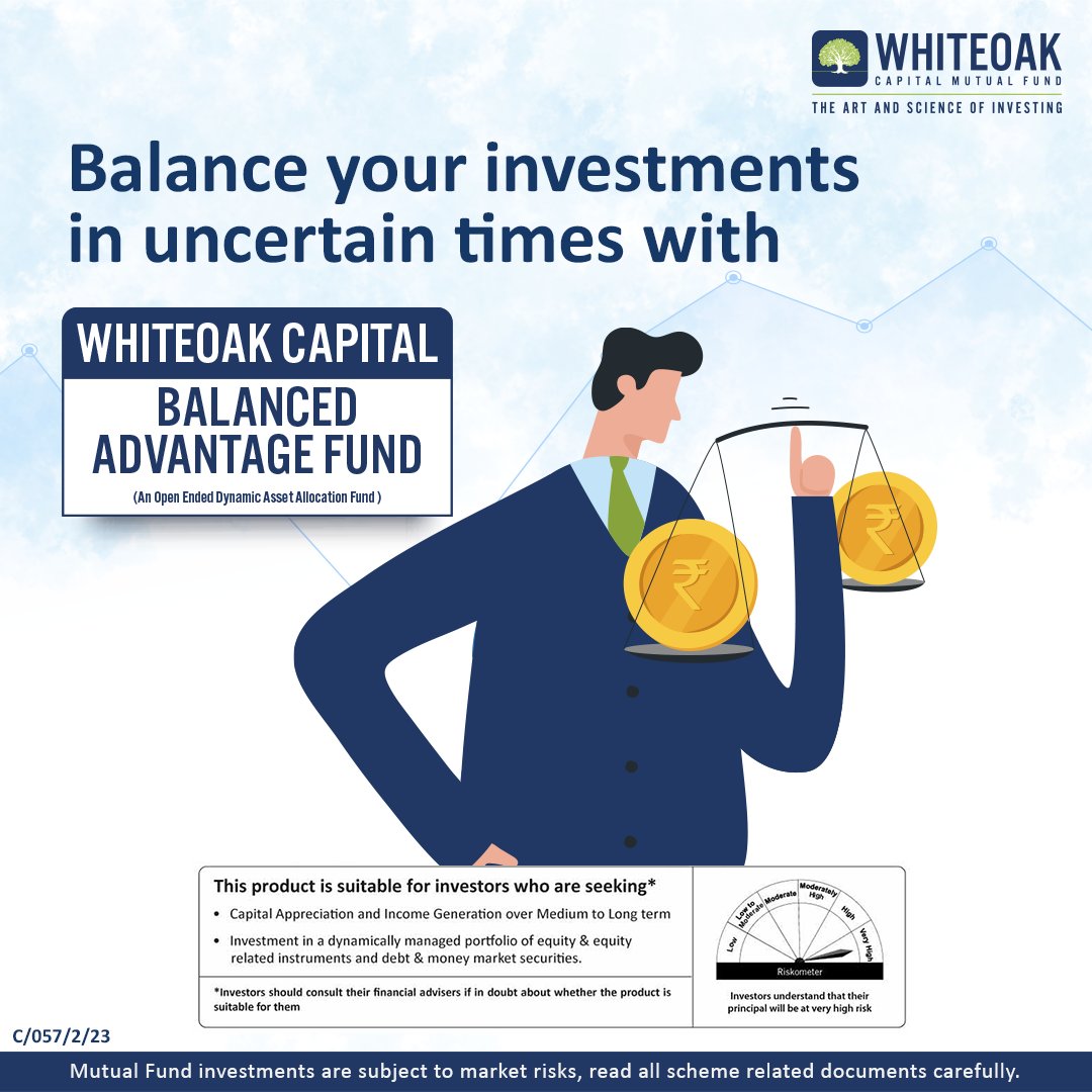 WhiteOakCap's tweet photo. Find stability in the storm of #market uncertainty with #WhiteOakCapital Balanced Advantage Fund.
Invest Now! https://t.co/ZQBDlHPatm
#WhiteOakCapitalMutualFund #WOCBAF #BalancedAdvantage #SmartInvesting #MarketVolatility #MutualFunds #EquityFund #Debt #Investing #Wealth https://t.co/bEuTNtLjZb