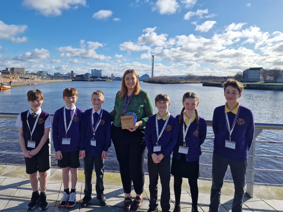I am so proud of my STEM team who won 'Most Innovative Solution' for their invention to help tackle plastic pollution. They were presented their trophy at an awards ceremony in the Riverside Museum after presenting their idea to a panel of judges. @KSBScotland <a href="/SLC_RAiSE/">SLC STEM & Learning for Sustainability</a>