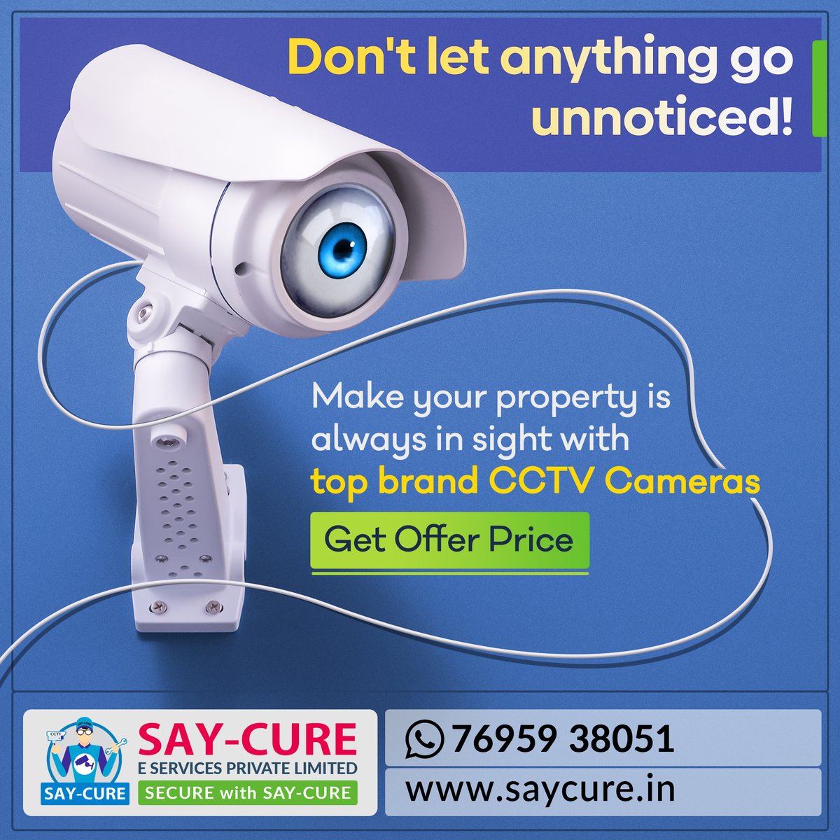 Saycureofficial's tweet photo. Make your property always in sight with top-brand CCTV Cameras.
👉 Contact us -  +91 76959 38051
👉 Check out us - https://t.co/92wdcZaVsn

#CCTVCamera #securitycamera #CCTVSecurity  #surveillance  #HIKVISION #Dahua  #hikvisioncctv #dahuacctvcamera https://t.co/eveccmJcwt