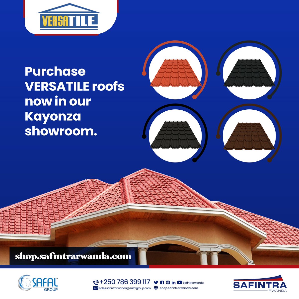 safintrarwanda's tweet photo. Ready to make your roof stand-out with our vibrant colored Versatile? Place your order at our newly opened Kayonza showroom. Call - 0786399117
.
.
.
#safintraroof #construction #buildwithpride #membersofsafalgroup #buildingsolutions #safintrarwanda #shopsafintra #versatile https://t.co/i9OJSQwsrS