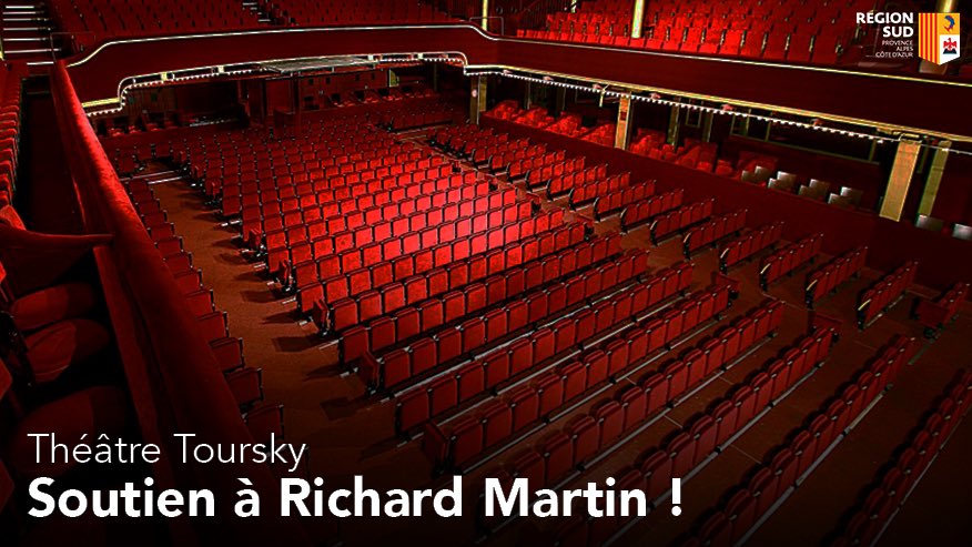 Renaud Muselier (@renaudmuselier) on Twitter photo Le <a href="/theatre_toursky/">Théâtre Toursky</a> n’est pas un théâtre comme un autre ! Monsieur le Maire, recherchez l’apaisement !
Tout mon soutien à Richard Martin, directeur et fondateur du Toursky, en grève de la faim pour protester contre une baisse des subventions de la ville ! Le <a href="/theatre_toursky/">Théâtre Toursky</a> n’est pas un théâtre comme un autre ! Monsieur le Maire, recherchez l’apaisement !
Tout mon soutien à Richard Martin, directeur et fondateur du Toursky, en grève de la faim pour protester contre une baisse des subventions de la ville !