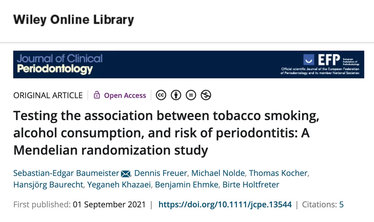 PerioEurope's tweet photo. Testing the association between tobacco #smoking, #alcohol consumption, and risk of #periodontitis - read this open-access Mendelian randomization study published in the JCP by Sebastian-Edgar Baumeister et al. #EFPerio #JCPbyEFP #periodontology
https://t.co/ST61L4PhFi https://t.co/tYP3d9kj2b