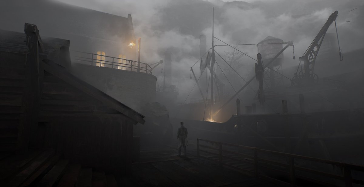 SHolmes_Games's tweet photo. I think I will never get bored of London's foggy, chilly evenings.
-S.H.

Original concept piece from Sherlock Holmes The Awakened.

#SherlockHolmes #conceptart https://t.co/fhwgwBMXDL