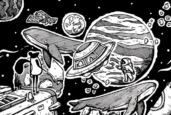 テーマ『宇宙』
#私の絵柄が好みって人にフォローされたい #1日1絵 #一日一絵 #イラスト #絵描きさんと繋がりたい #イラスト好きな人と繋がりたい #art #illusRT #アナログ絵 #芸術同盟 