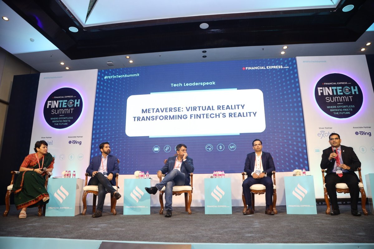 FinancialXpress's tweet photo. Live from #FEFintech | Have you heard about the Metaverse? It's a virtual world that's taking the various industries by storm! Well our experts are speaking about the #Metaverse : Virtual Reality Transforming Fintech's Reality.

@BharatNxtApp 

#FEFinTechSummit https://t.co/mpr8Cd9h7q