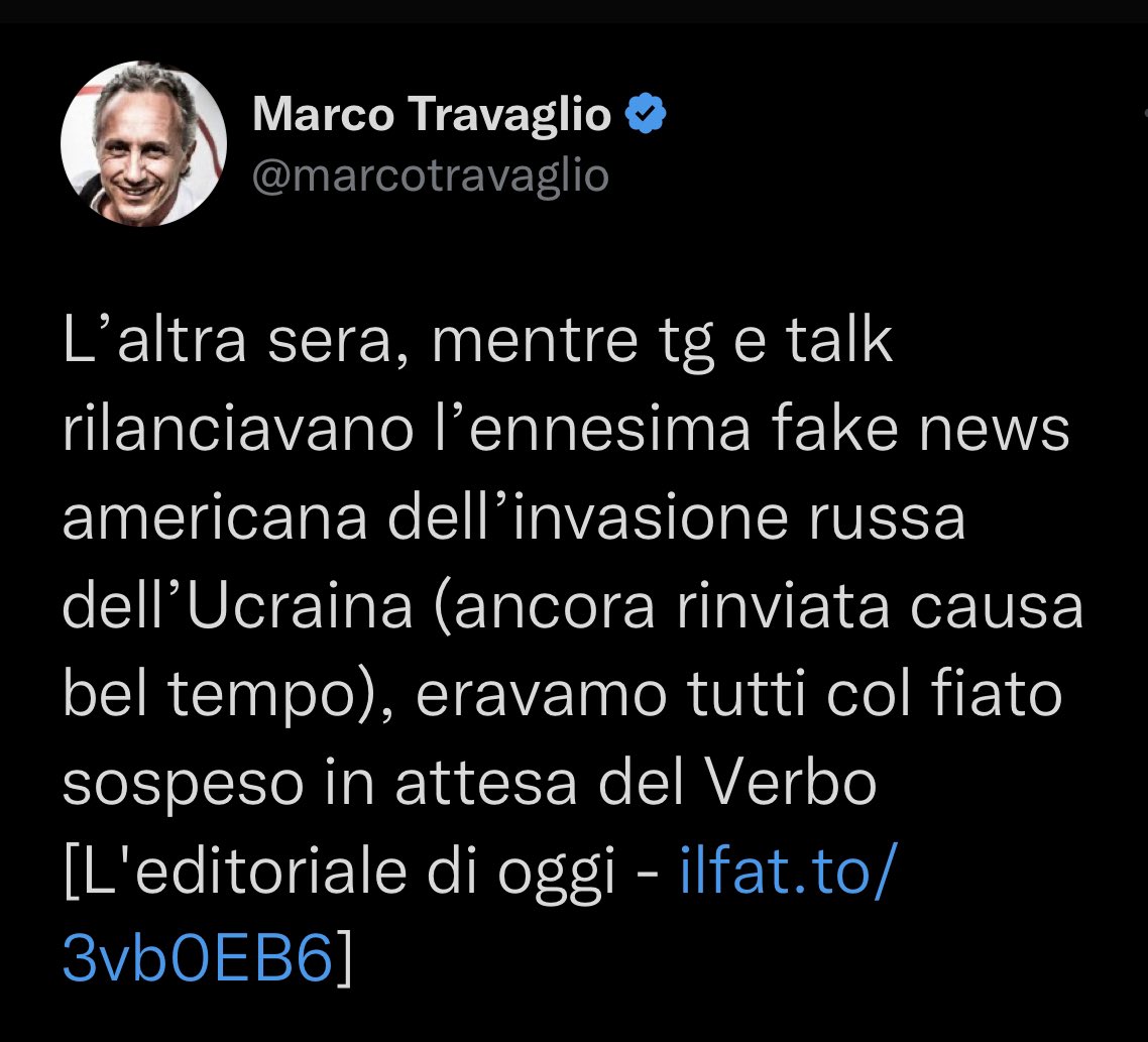 ComVentotene's tweet photo. Un anno fa, il 23 febbraio 2022, Marco #Travaglio ironizzava sulla “fake news americana dell’invasione russa dell’Ucraina”.

Non serve ricordarlo, ma il giorno dopo, il 24 febbraio, iniziava questa devastante guerra.

(1/2) ⬇️ https://t.co/pVmzPQ8Cui