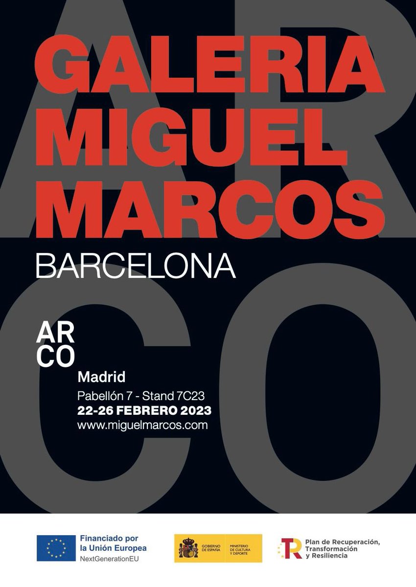 Os espero en #GaleriaMiguelMarcos en @FeriaArco 

 #ARCOmadrid2023 #ARCOArtFair #contemporaryart #contemporaryartfair #artfair #feriaARCO #cultura #culture #arte #art #painting #GaleriasdeArte #ArtGalleries