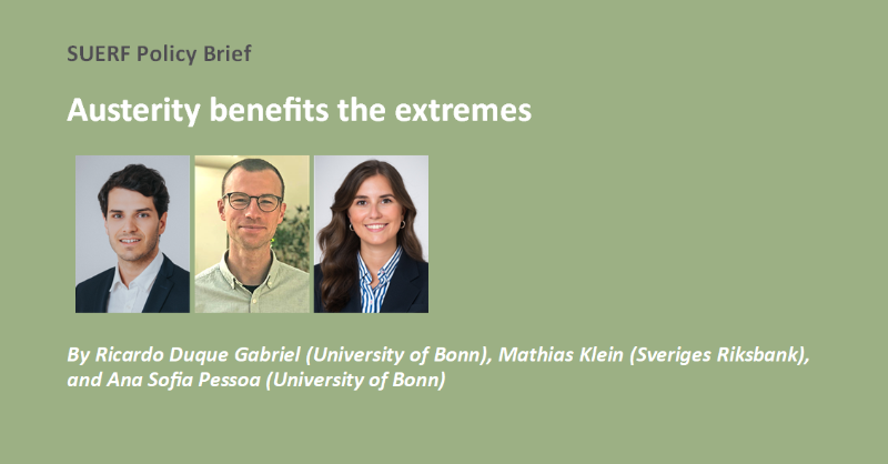 suerf_org's tweet photo. #SUERFpolicybrief “Austerity benefits the extremes” by @Ricardo_Duque_ (@UniBonn), Mathias Klein (@riksbanken), and Ana Sofia Pessoa (University of Bonn)

#FiscalPolicy #Austerity #VotingBehavior #PoliticalEconomy