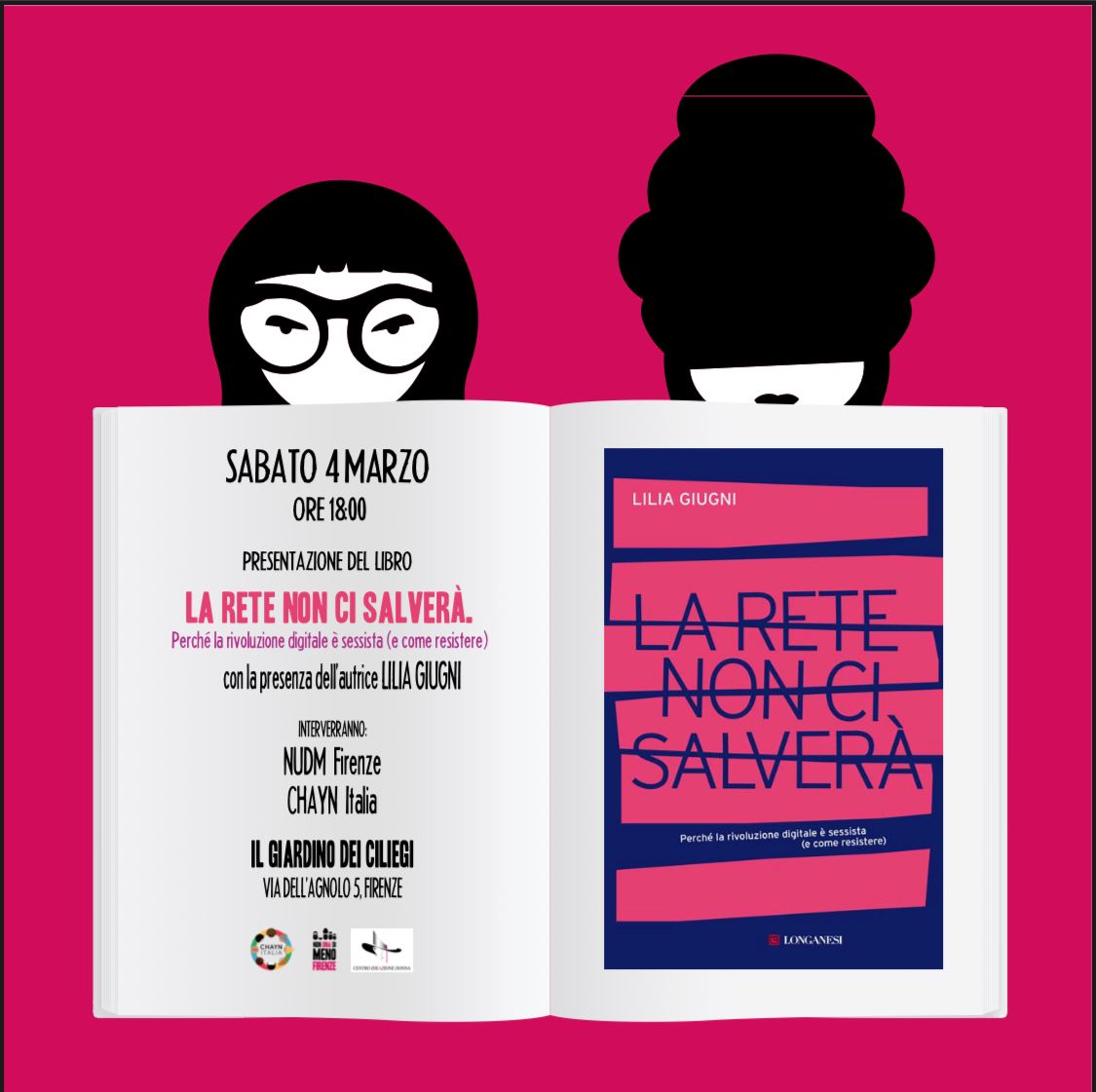 Sabato 4/3 al e con Giardino dei Ciliegi presentazione del libro “La rete non ci salverà. Perché la rivoluzione digitale è sessista (e come resistere)”, con l’autrice @liliagiugni, NudmFirenze e @Chayn_Italia. Verso l'#8marzo facebook.com/events/s/la-re…