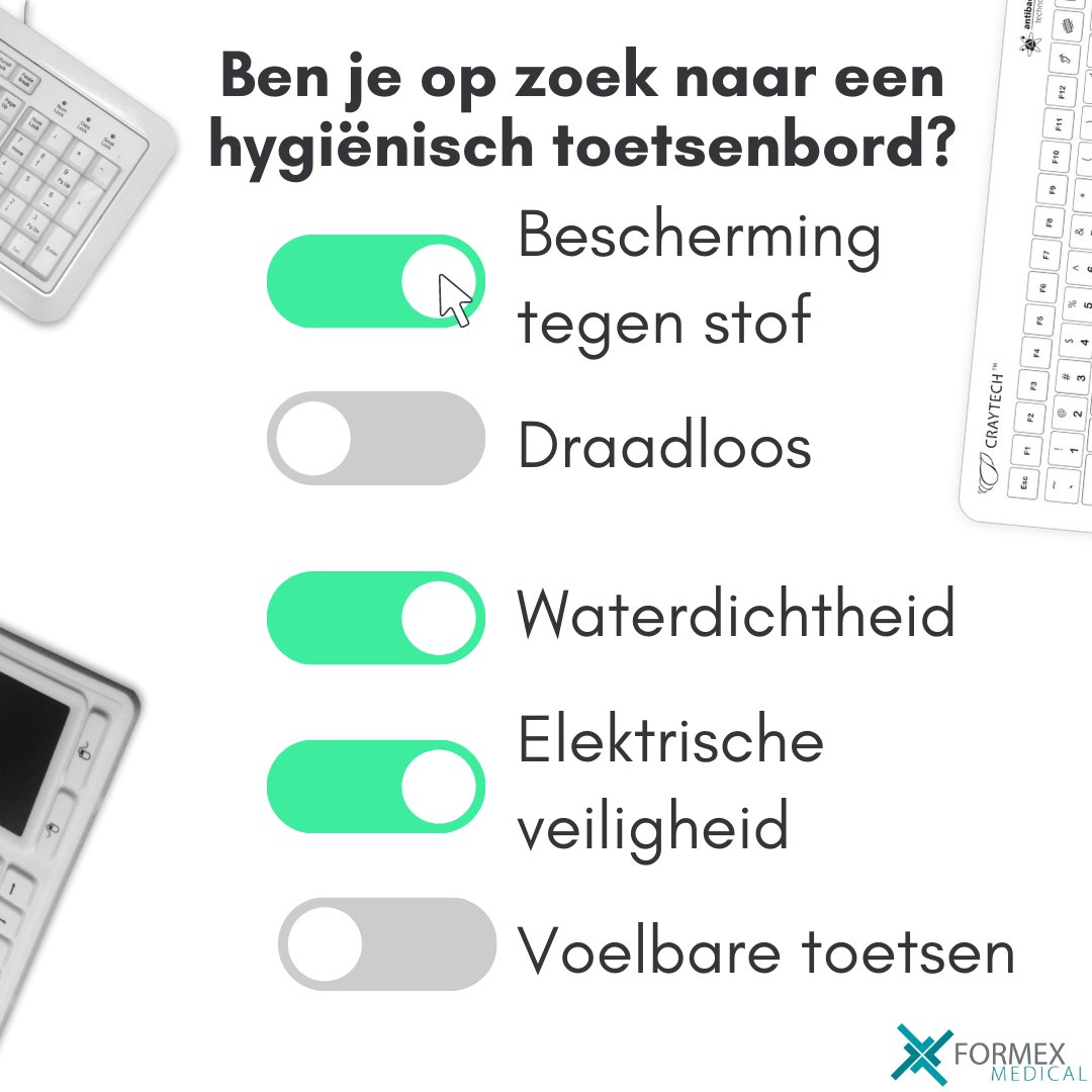 FormexMedical's tweet image. Er zijn veel soorten hygiënische toetsenborden. Maar hoe weet je nu welk model het beste bij jou past? Formex Medical geeft je graag advies bij het maken van de juiste keuze.

Bekijk ons assortiment hier: formex-medical.nl/producten/medi…