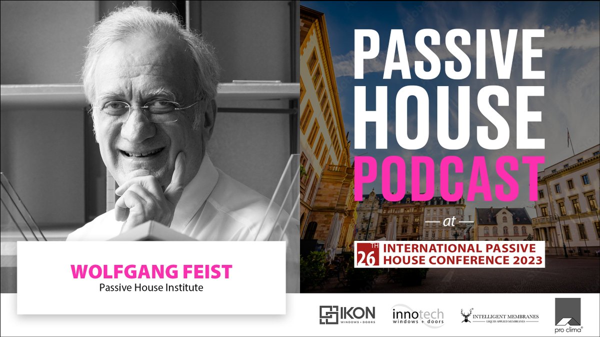 #PassiveHouse Podcast cohost Zack Semke interviews Dr. <a href="/WolfgangFeist/">Wolfgang Feist</a>, founder of <a href="/the_iPHA/">International Passive House Association</a>, and talks about PHI's #EfficiencyNow campaign, #26iphc and more! Listen here: ow.ly/AkxE50N0wqf

Thanks to our sponsors <a href="/IkonWindows/">Ikon Windows</a>, <a href="/InnotechWindows/">Innotech Windows + Doors</a>, <a href="/IntelligentMemb/">Intelligent Membranes</a> &amp; <a href="/proclima/">pro clima worldwide</a>!