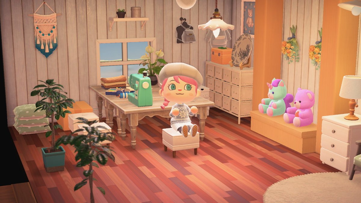 Marellyrr's tweet photo. Salle de couture à l'étage. Je l'ai pas encore fini, car l'autre coté est un peu vide.  #AnimalCrossing #ACNH #NintendoSwitch https://t.co/1pBQYsOnFZ