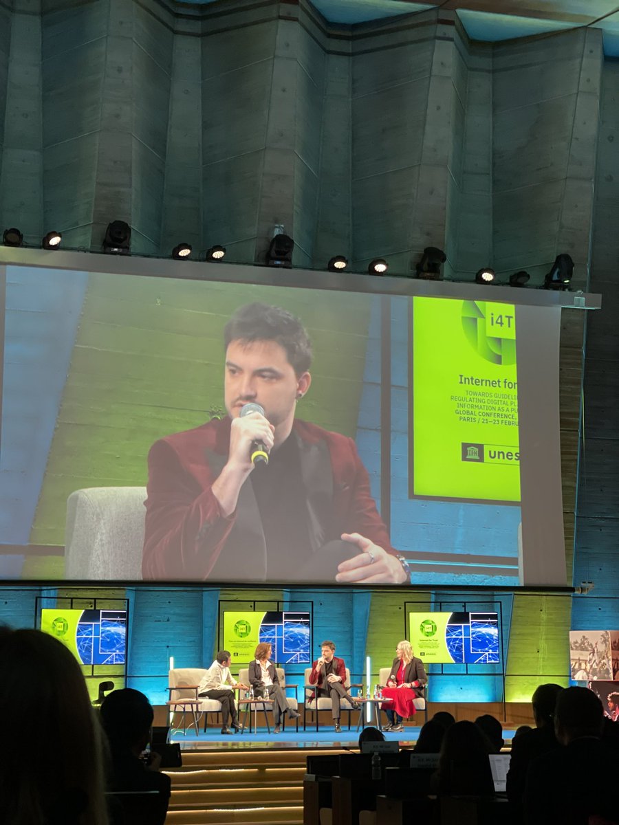 houda_jadir's tweet image. An insightful opening panel at the #InternetForTrust conference at @UNESCO featuring Mr. @TawfikJelassi , @mariaressa, @MelissaFleming, @felipeneto, and moderated by @carolecadwalla. Their call for action was thought-provoking and inspiring! #UNESCO #TrustInDigitalAge