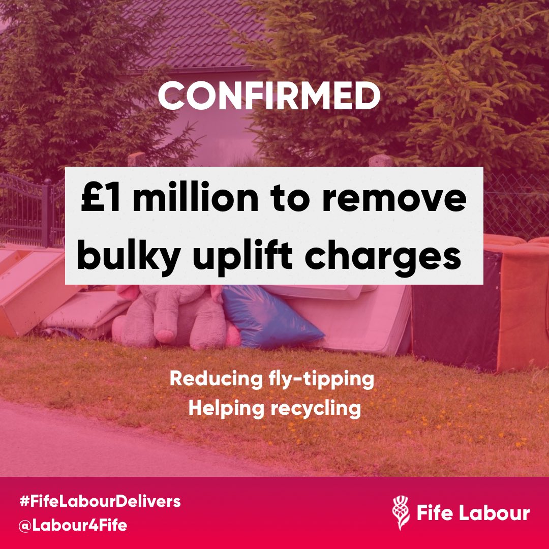 🚨 CONFIRMED 🚨

<a href="/FifeLabour/">Fife Labour #FifeLabourDelivers</a> secured £1 million to remove bulky uplift charges across Fife after today’s budget. 

#FifeLabourDelivers