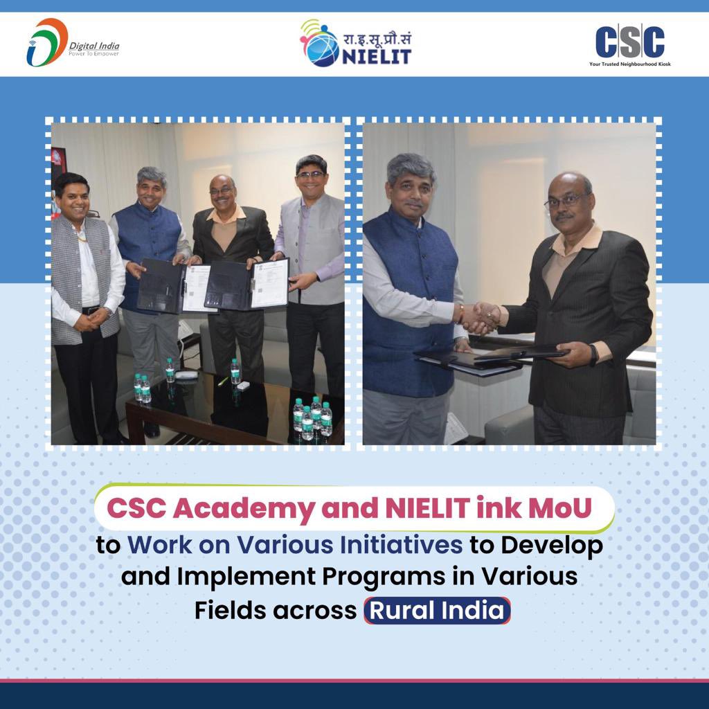 CSCJK's tweet image. .#CSCAcademy & #NIELIT will work on Various Initiatives & programs such as Skill Development, Virtual Academy, Accreditation & Facilitation Centre, Faculty Development Program, Digital & Financial Inclusion, Entrepreneurship Development, and Certifications across Rural India.