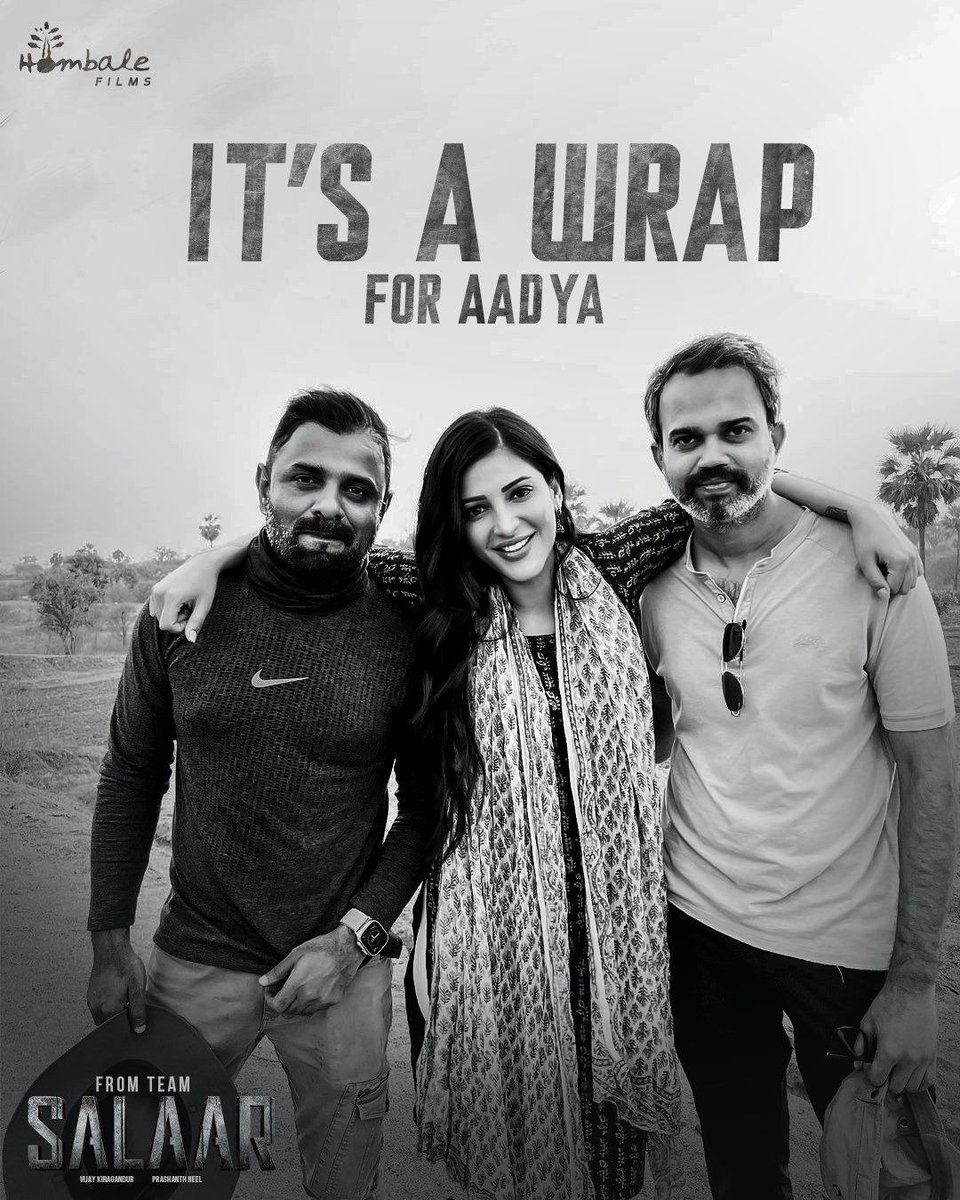 BheeshmaTalks's tweet photo. It's a wrap for Aadya, in #Salaar 

#Prabhas #ShrutiHaasan #PrashanthNeel #PrithvirajSukumaran https://t.co/RTjqacbETo