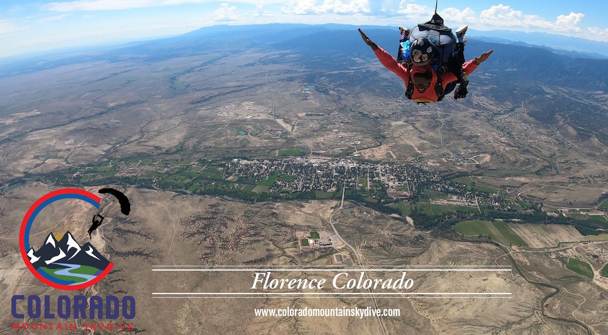 ColoradoSkydive's tweet photo. A great shot of Florence Colorado during a tandem skydive at Colorado Mountain Skydive. #coloradosprings #thingstodo #adventure #bucketlist #royalgorge https://t.co/4tr8HPXJx9