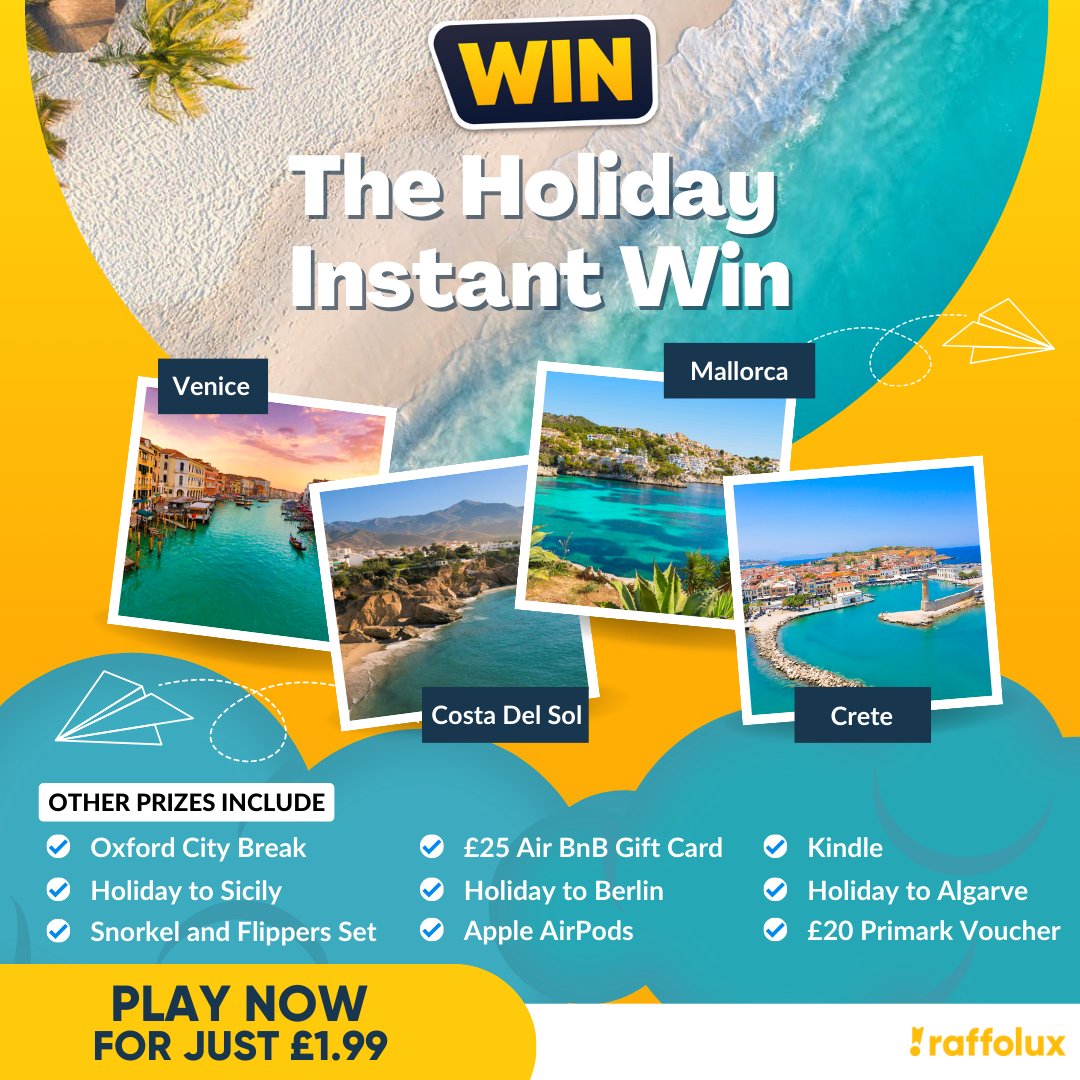 raffoluxold's tweet photo. The instant win prizes are worth over £10,000 and there are over 200 chances to win. 🏆

Plus every ticket will also be in with an equal chance of winning a once in a life time Zanzibar holiday! ✈️

Enter now at: https://t.co/uCW8bnQLV0

#competition #vacation #winaholiday https://t.co/eeGLC0Xf7K