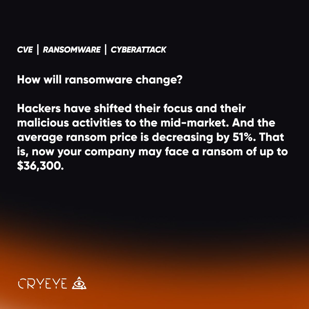 insom_ai's tweet photo. The CryEye team has always emphasized that new market developments motivate #hackers to create more sophisticated #cyberattack methods.
Consequently, the nature of #ransomware has changed.
Sign up at red@cryeye.net and stay safe with #CryEye!
#cybersecuritytips #Pentesting https://t.co/1mZBQcnGIQ