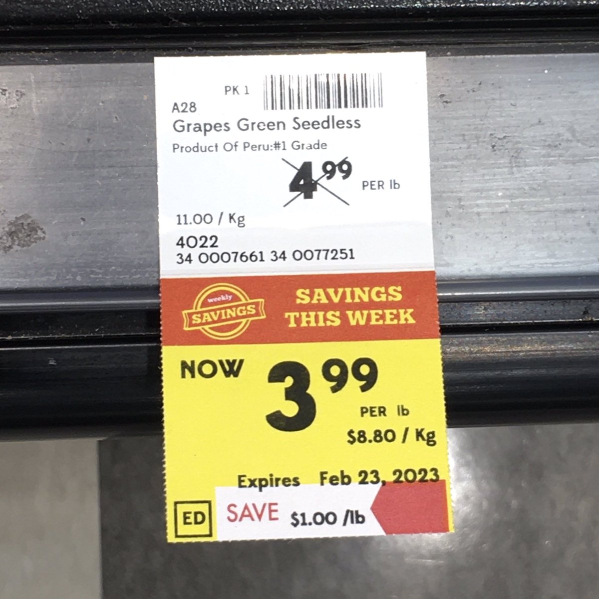 The price of grapes yesterday vs the price of grapes today. Same store… amazing savings? #FinancialLiteracy #FinLit