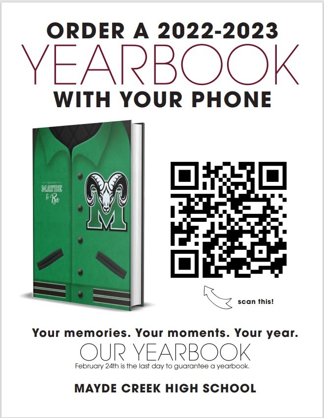 We are almost sold out! Guarantee you get a yearbook by pre-ordering now. @mchs_Rams <a href="/mchsco23/">MCHS C/O 2023!</a> <a href="/MCHS_CCMR/">Mayde Creek College & Career</a>