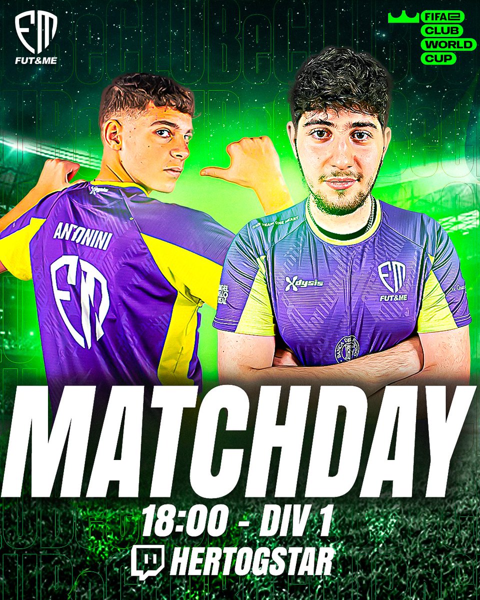 FutAndMeEsports's tweet photo. MATCHDAY! ⏳

Oggi ore 18.00 sui canali dei nostri ragazzi andrà in onda il mondiale per Club! 🔥

Forza ragazzi! @AntoGabriel_ @ChristianPogba5 @Giovhy69 @vanbasten8790 

Credits: @antoneygfx

@Xdysis1

#oneteamoneheart
.
.
.
.
.
#futandme #esports #team #fifa #eclub #fifae https://t.co/Ny646UN1qJ