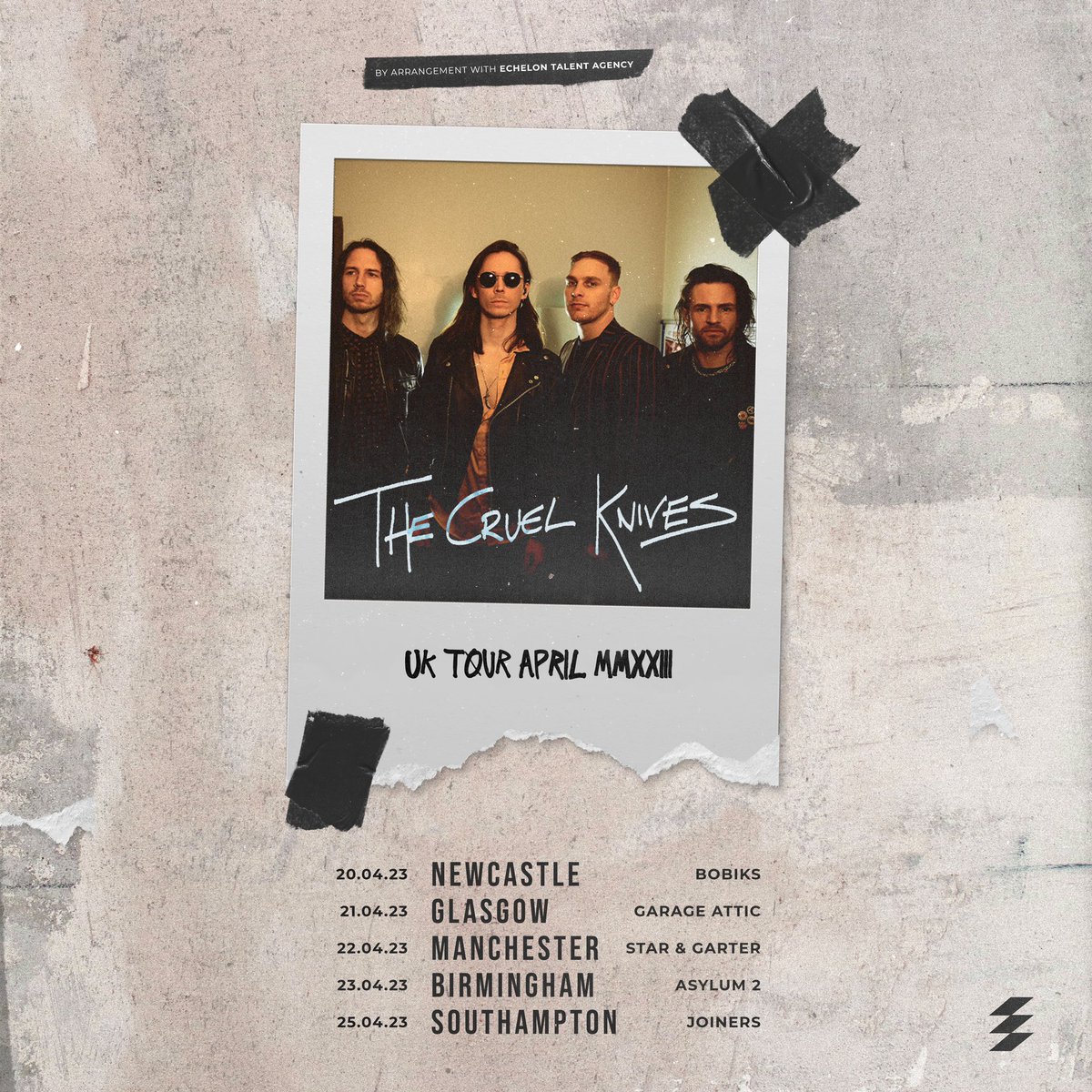 TheCruelKnives's tweet photo. UK TOUR ANNOUNCEMENT

Our London headline show is now sold out &amp; we’re adding more shows across the country this April!

Tickets go on sale Friday 24th @ 10am

NEWCASTLE - April 20th
GLASGOW - April 21st
MANCHESTER - April 22nd
BIRMINGHAM - April 23rd
SOUTHAMPTON - April 25th https://t.co/TKxAOlqHqC