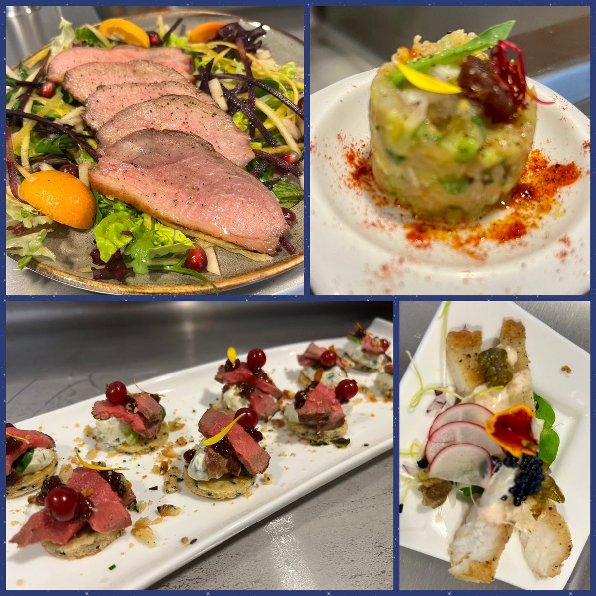 CCSPCATERING's tweet photo. Heerlijk zeg! Uit de koude keuken van VVO161 kwamen vandaag prachtige bordjes met lekkernij. Het assortiment bestond uit eend, rog en zalm naar eigen interpretatie van de leerling. 

#LDV #opleiding #eigen #koninklijkemarine https://t.co/euoWcQb8xI