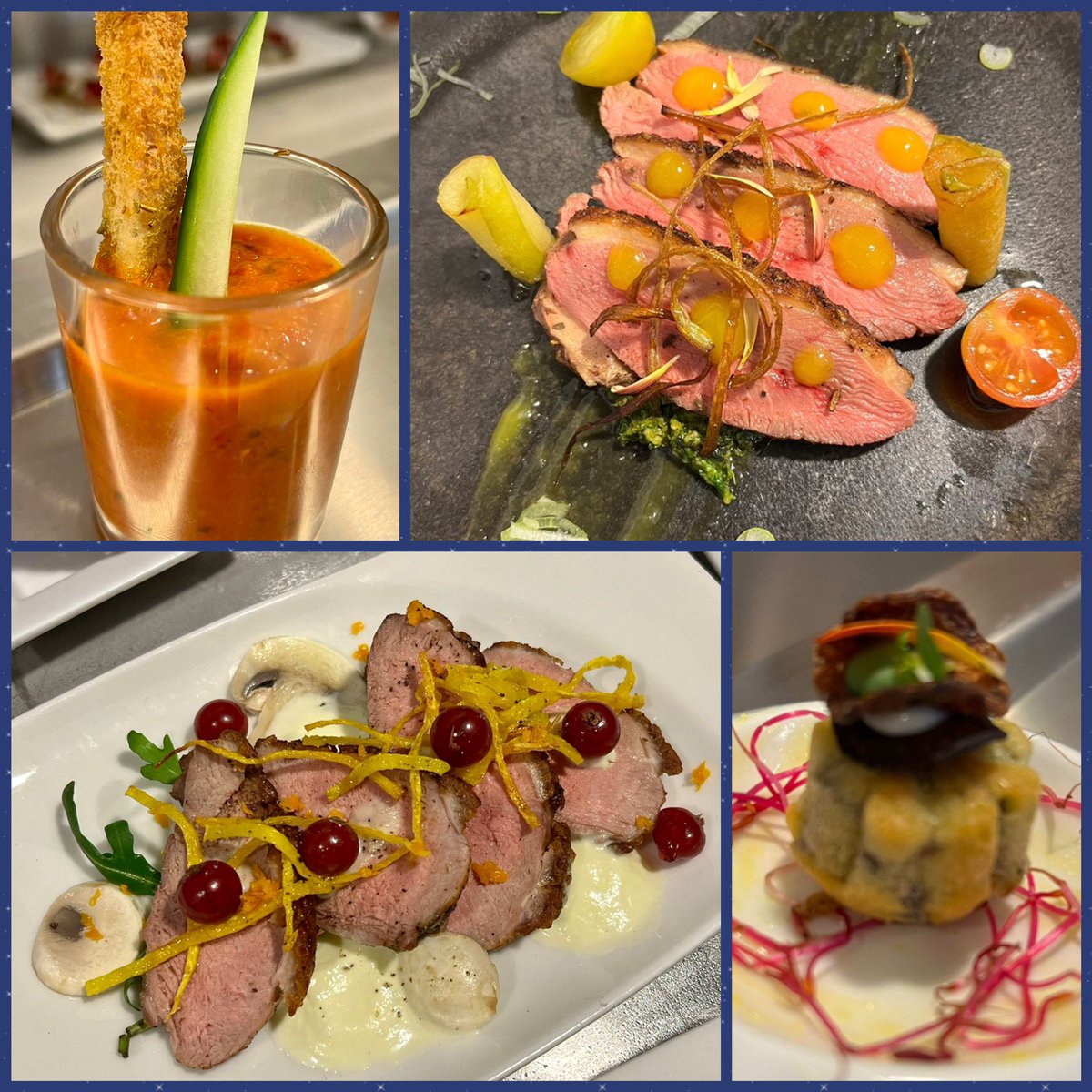 CCSPCATERING's tweet photo. Heerlijk zeg! Uit de koude keuken van VVO161 kwamen vandaag prachtige bordjes met lekkernij. Het assortiment bestond uit eend, rog en zalm naar eigen interpretatie van de leerling. 

#LDV #opleiding #eigen #koninklijkemarine https://t.co/euoWcQb8xI