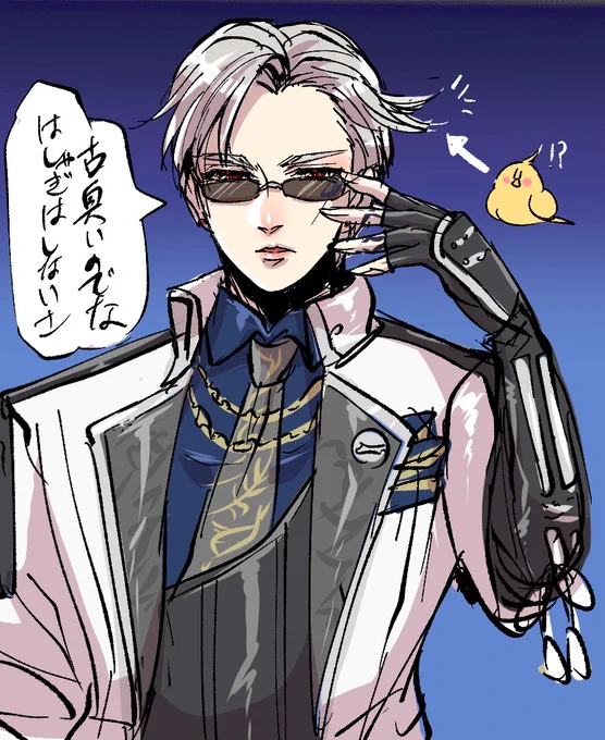 禺伝2/18マチネの終盤の激しい殺陣で、御髪が乱れたちょもさんにぴよ毛ができていたのがとても可愛かったという覚え描き 