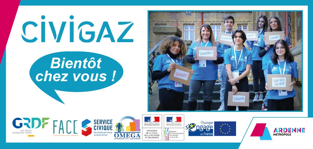 [ 𝗖𝗜𝗩𝗜𝗚𝗔𝗭 ]
<a href="/08metropole/">Ardenne Métropole</a> et ses partenaires déploient l’opération Civigaz sur le territoire ➡️ Informer sur les écogestes et renforcer la sécurité des installations intérieures des usagers du gaz naturel.
🗓️ Visites à domicile jusqu’en mai 2023.
ℹ ardenne-metropole.fr/civigaz/