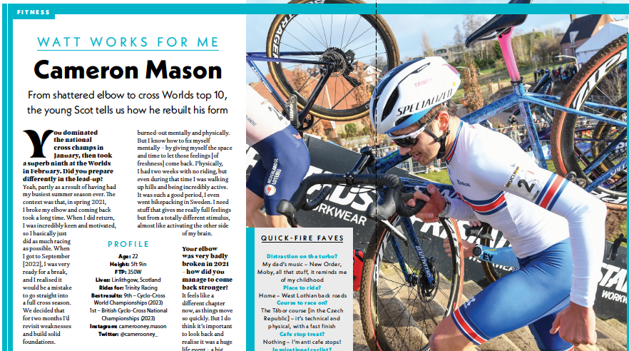 📖 CW 23/02 - on sale now 

In Fitness this week: 

▶️ WHAT'S NEW IN BIKE-FIT: At the cutting-edge of the angles with <a href="/PhilBurtInnov/">Phil Burt Innovation</a> 📐
 
▶️ WATT WORKS FOR ME: <a href="/camerooney_/">Cameron Mason</a> on the long, glorious road back from injury 🦾