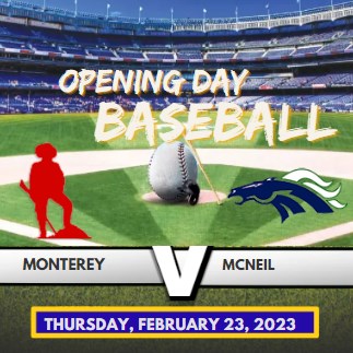 live_texan's tweet photo. Monterey 🆚 McNeil |Varsity Baseball
Plainsmen @ Mavericks   
📆 :Thursday, February 23, 2023
⏰ : 2 PM
📺 : https://t.co/IyDHqPZctY

@MHSMavs
@Coacher_Bailey  
@XanderCovar90
@McNeilBaseball 
@XanderCovar90 @James_Morio11 https://t.co/JdA5sZ7VKD