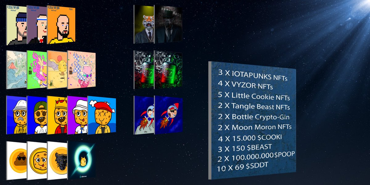tanglebeasts's tweet photo. 📣BIG GIVEAWAY📣

The BEASTS partnered up with great projects to launch a huge giveaway!

On board are:
@shimmerdogedao 
@cookie_kids16 
@vyzorro 
@Crypto_Gin21 
@IotaPunks_71 
@MoonMorons 

37 prizes to win!

Here you find the rules:

https://t.co/7WtJdmk28D

1️⃣Like
2️⃣RT
3️⃣Share https://t.co/2vegEtltyy