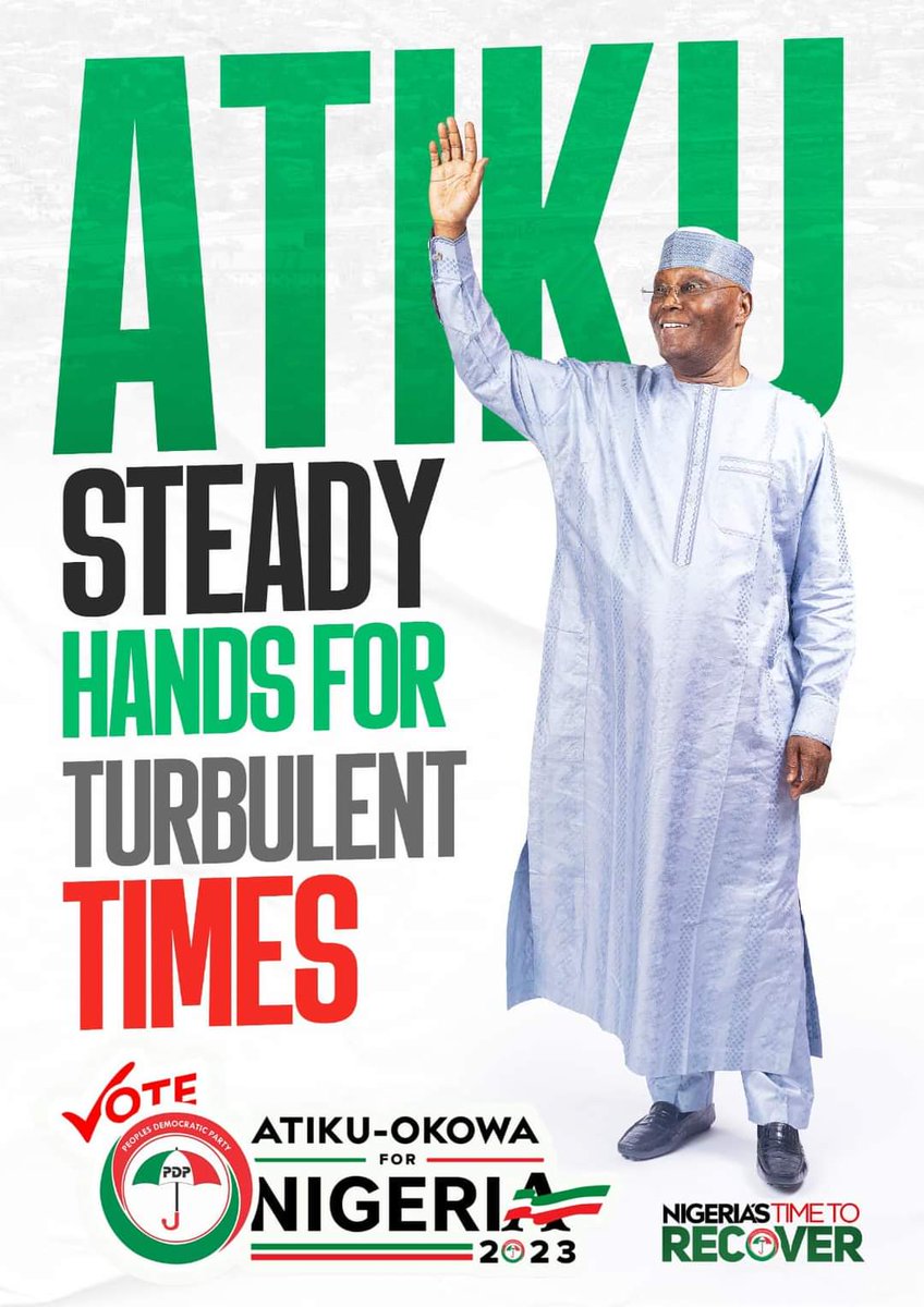 Sir_Sulaimanu's tweet photo. Hello Nigerians We need experienced ‘Doctors’ to #RecoverNigeria and put it back on track, We don't have time for on-the-job training.
Let's bring in the experts and get the job done...
#VotePDP
#AtikuOkowa2023
#NigeriaDecides2023
#RecoverNigeriaWithAtiku
#PDPNewGeneration https://t.co/oszgXrSKwy