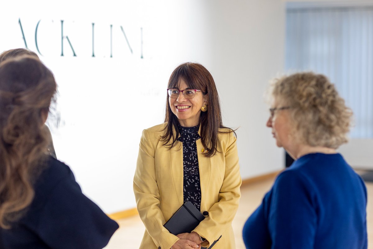 EmbCol_Ireland's tweet photo. Today is the last day to see 'The Black Line' at the Bourn Vincent Gallery. Very grateful for the warm welcome to the exhibition by @ULPresident Prof. Kerstin Mey, Curator Yvonne Davies &amp; all who visited #CoqueGamboa's show in #Limerick.
📷Opening album https://t.co/didEuVJs1s. https://t.co/r4GuqB7mXj