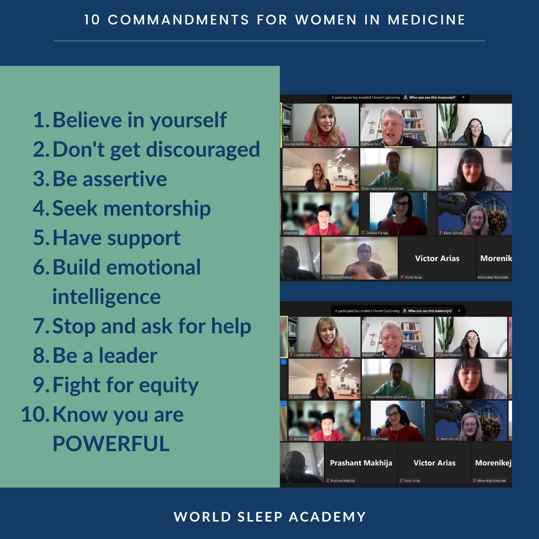 _WorldSleep's tweet photo. Earlier this week the World Sleep Academy held a social hour with the Women in Academics group. Below are the recommendations they each gave for Women in Medicine! This was such an inspirational meeting for all involved! https://t.co/AR5BTIDaxF