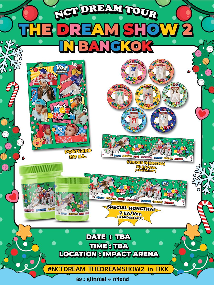 ₓ˚◞꒰ Pls rt ꒱◞˚ₓ

𓈒𓏸⟢ Giveaway

rt &amp; show this tweet (ไม่ขอทวิตต่อหน้าเรานะคะ)

𓍯 Postcard 197 ea
𓍯 Sticker HONGTHAI 70 ea/ver
𓍯 ✨🍬SPECIAL HONGTHAI 7 ea/ver

location : impact arena
date : tba
time : tba

dm for exchange (จำนวนจำกัด)
#NCTDREAM_THEDREAMSHOW2_in_BKK